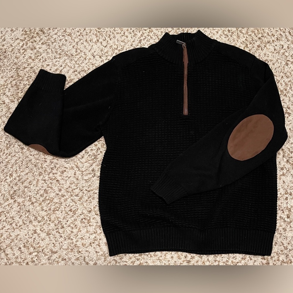 Tricots St Raphael Brown Sweater Elbow Patches Crew Neck Classic Old Money Large - Picture 2 of 6